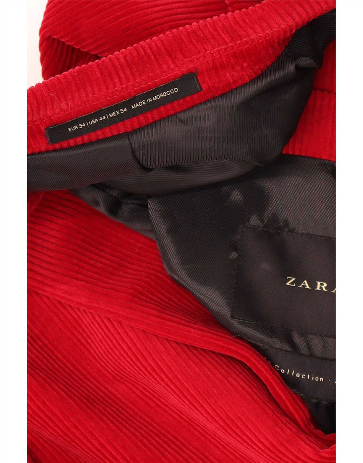 Zara Ανδρικό μπουφάν με 2 κουμπιά κοτλέ μπλέιζερ EU 54 XL κόκκινο βαμβακερό