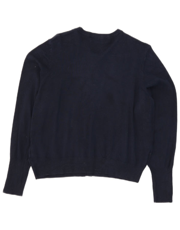 Marks & Spencer Γυναικείο πουλόβερ Crop Cardigan UK 20 2XL Navy Blue Viscose
