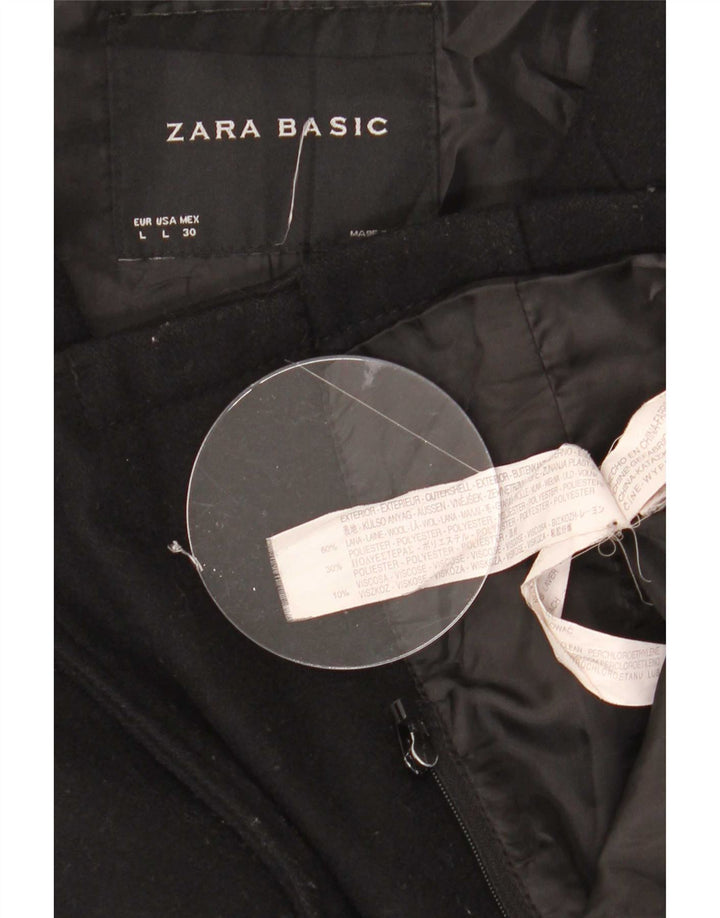 Zara Γυναικείο Αντιανεμικό Μπουφάν UK 16 Large Black Wool