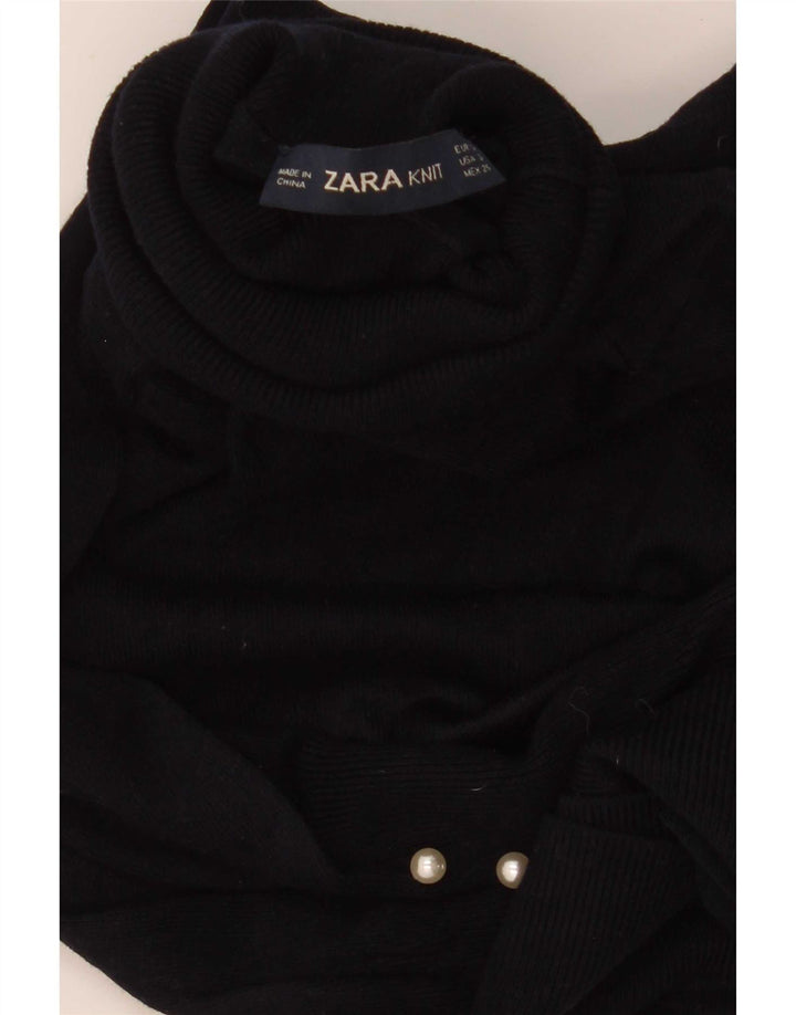 Zara Γυναικείο πουλόβερ με ρολό λαιμόκοψη UK 8 Small Navy Blue