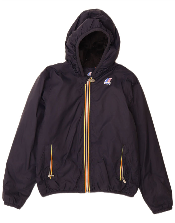 K-Way Boys Hooded Windbreaker Jacket 11-12 Years Navy Blue Polyamide