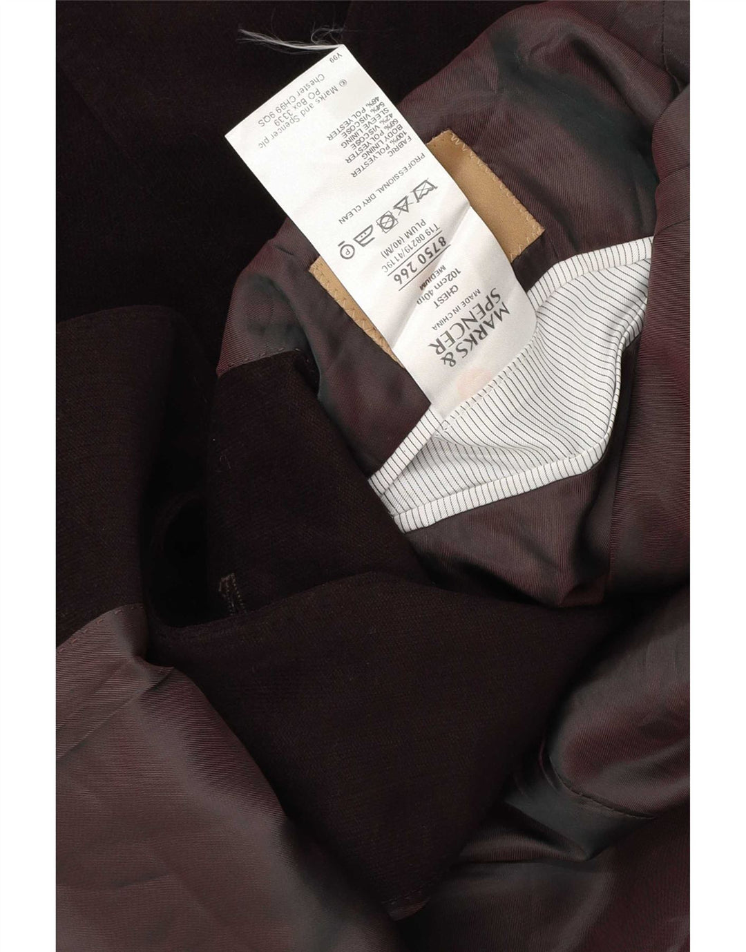 Marks & Spencer Ανδρικό μπλέιζερ με 2 κουμπιά μπουφάν UK 40 Medium Maroon Polyester