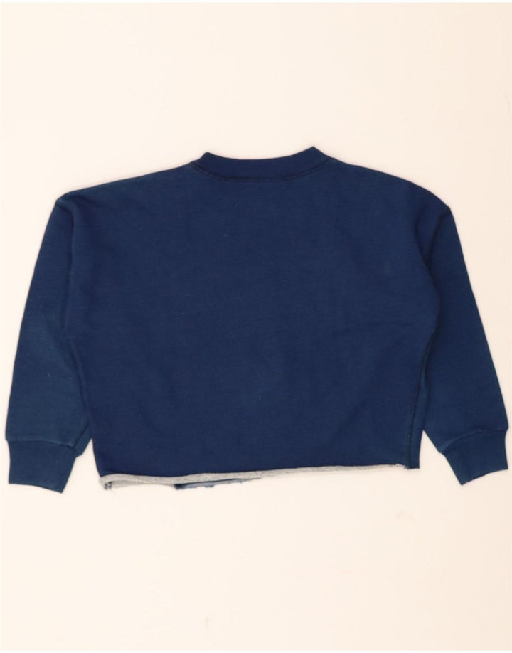 DIESEL Womens Crop Sweatshirt Jumper UK 14 Medium Navy Blue Colourblock Vintage Diesel and Second-Hand Diesel from Messina Hembry 