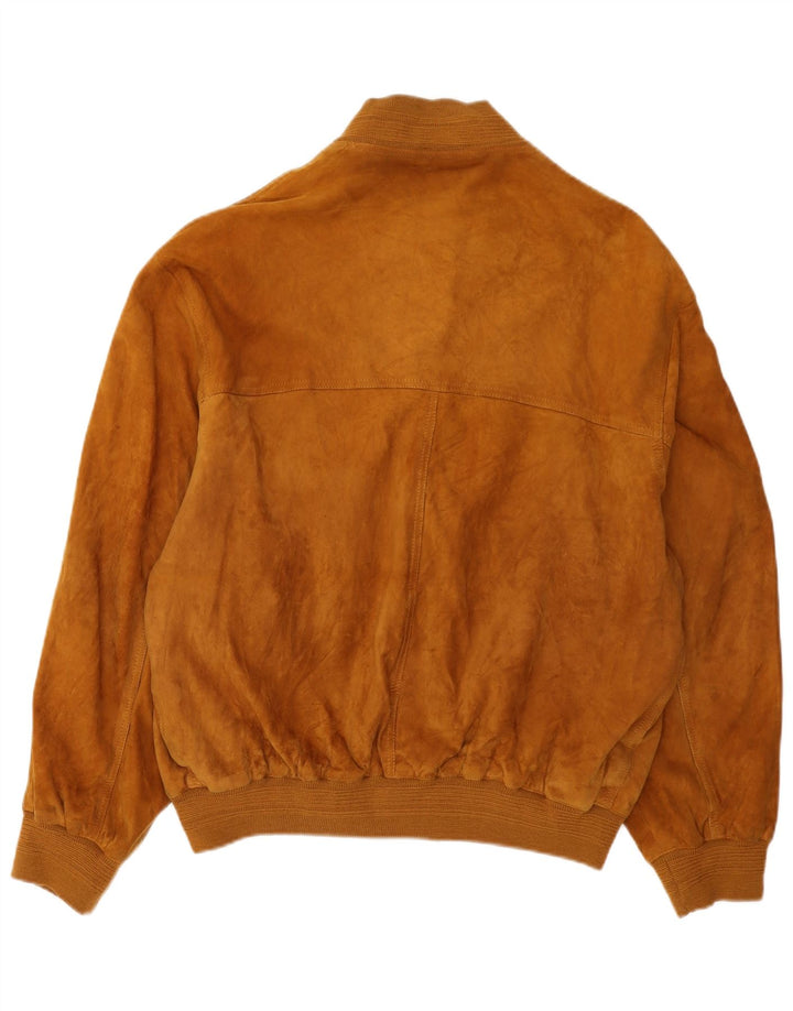 Vintage Ανδρικό Suede Bomber Jacket IT 54 2XL Καφέ Δερμάτινο