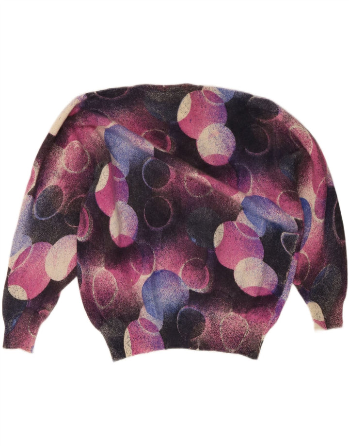 Vintage γυναικείο πουλόβερ με λαιμόκοψη UK 16 Μεγάλη πολύχρωμη Angora