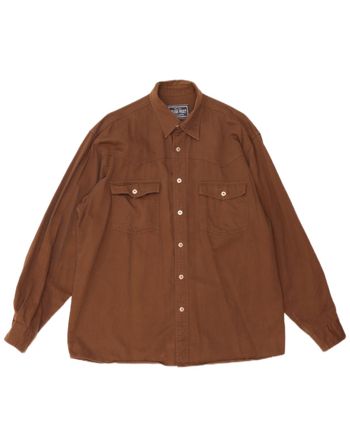 Vintage ανδρικό πουκάμισο μεγάλο καφέ βαμβακερό