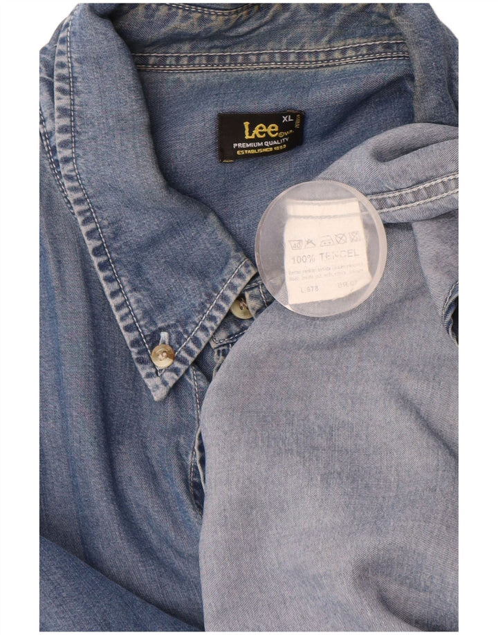 Ανδρικό πουκάμισο LEE XL Blue Tencel