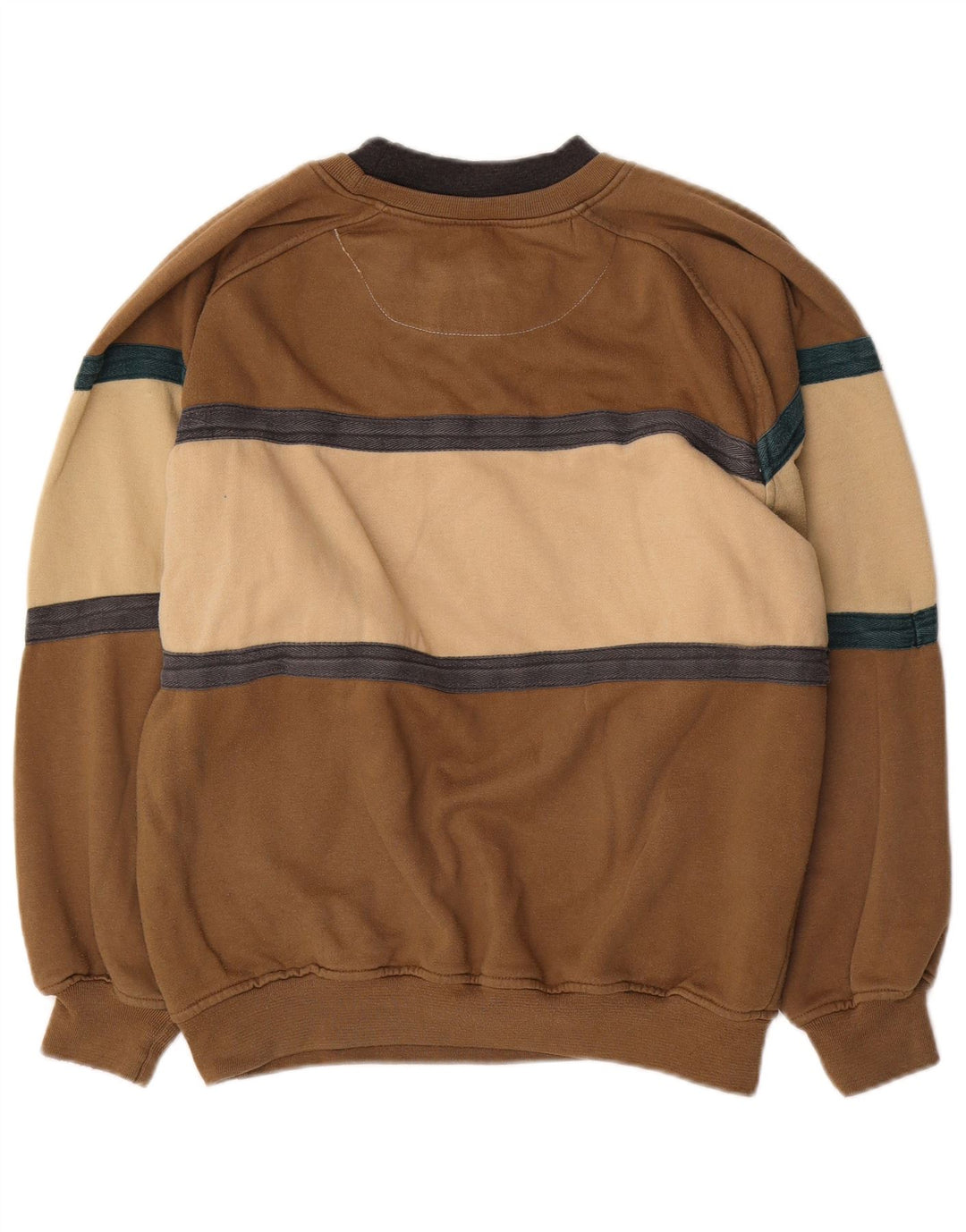 Vintage γραφικό ανδρικό φούτερ Jumper Μικρό καφέ Colourblock Πολυεστέρας