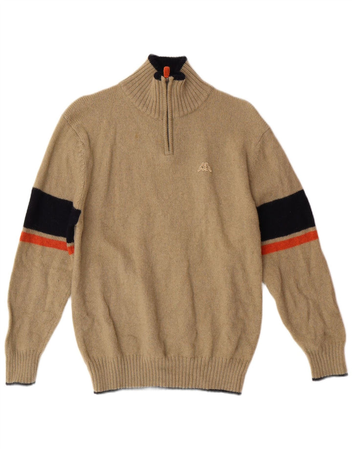 Kappa γυναικείο πουλόβερ με φερμουάρ, μεσαίο μπεζ ριγέ μαλλί Classic