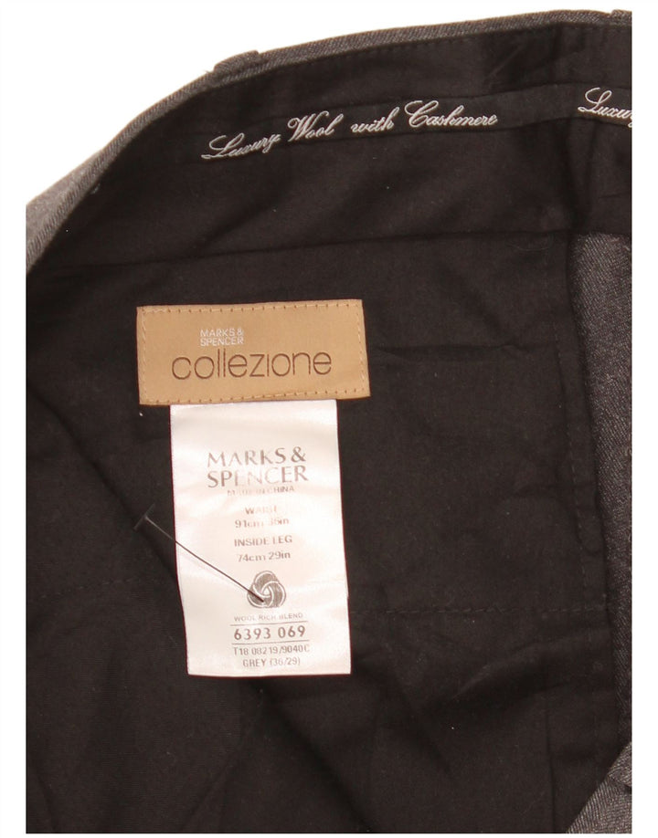 MARKS & SPENCER Ανδρικό ίσιο παντελόνι W36 L29 Γκρι μαλλί