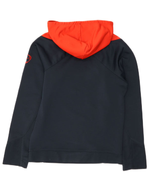 Nike Boys Graphic Hoodie Jumper 12-13 Years Large Navy Blue Colorblock