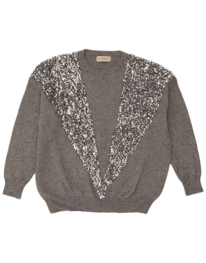 Γυναικείο πουλόβερ COAST Crew Neck Jumper UK 14 Large Grey Viscose