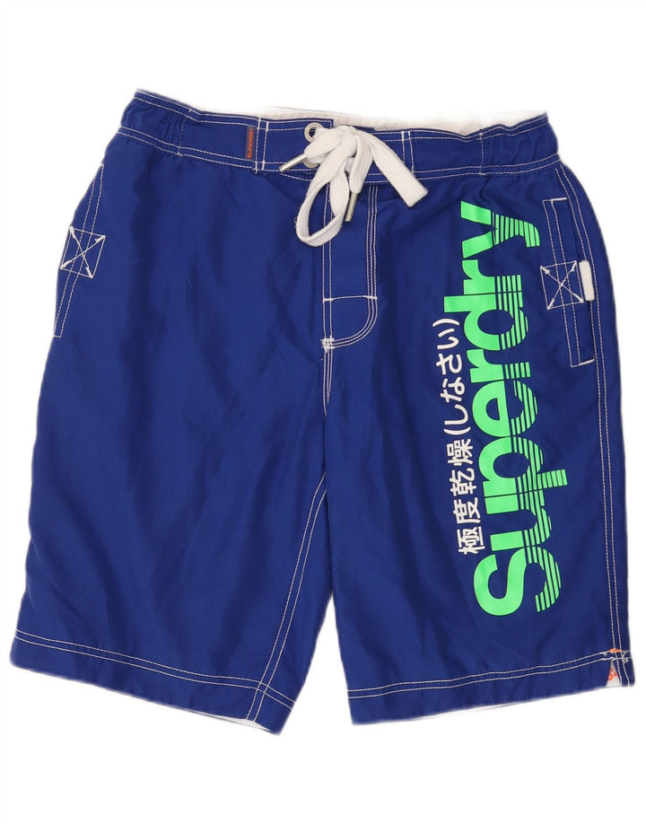 Ανδρικό γραφικό σορτς κολύμβησης Superdry με μεσαίο μπλε πολυεστέρα