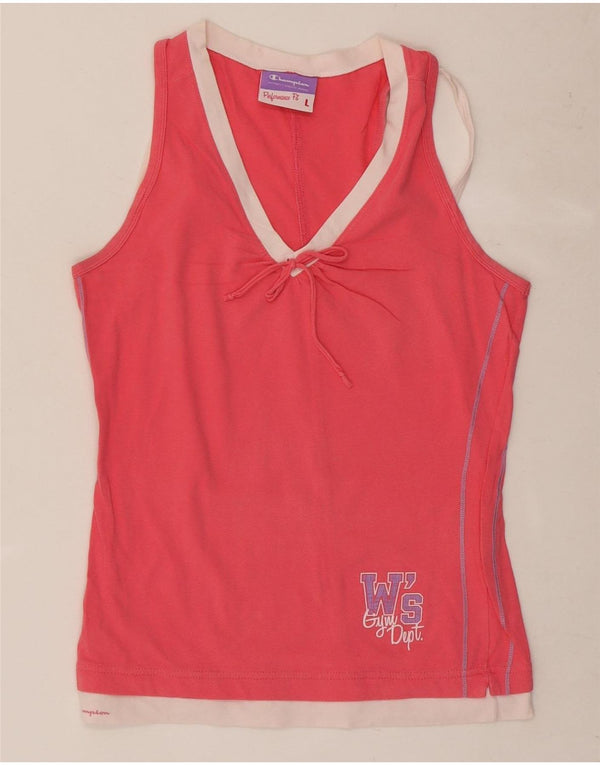 Champion Womens Performance Graphic Vest Top UK 14 Large Pink Colourblock