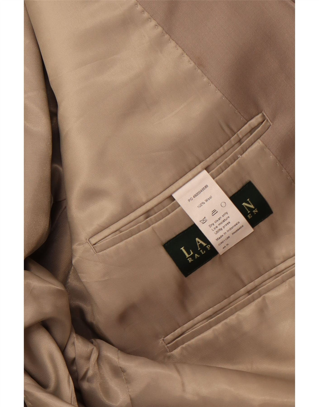 RALPH LAUREN Ανδρικό σακάκι σακάκι με 2 κουμπιά UK 44 2XL μπεζ μαλλί