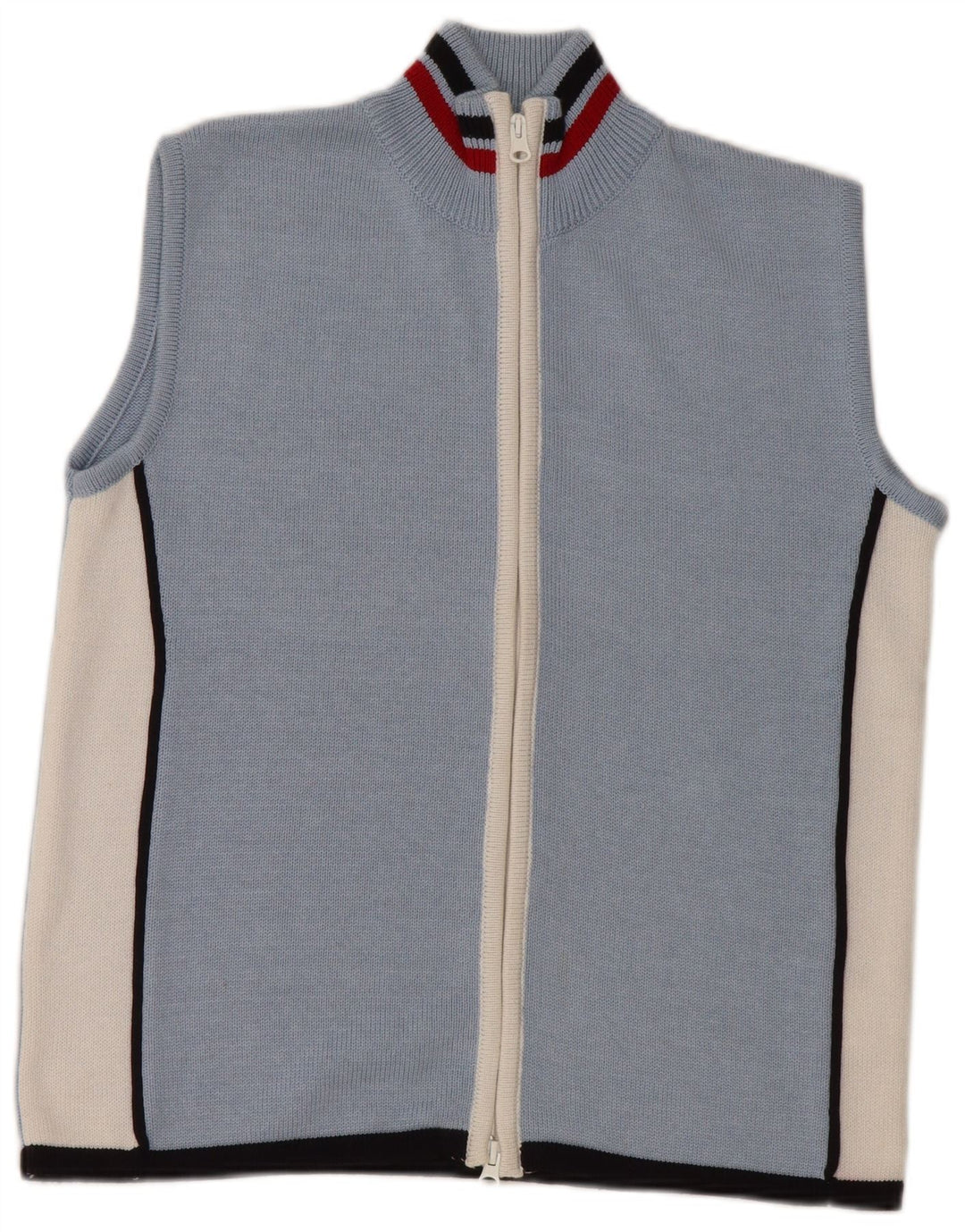 VINTAGE Γυναικείο Αμάνικο Ζακέτα UK 16 μεγάλο μπλε χρώμα