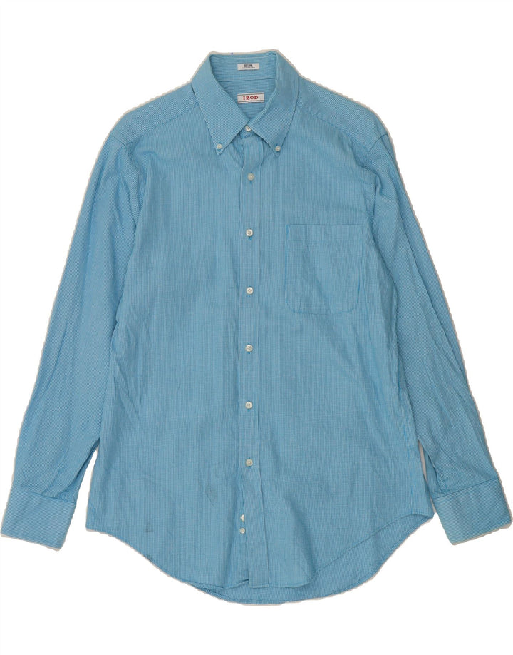 IZOD Mens Shirt Size 15 1/2 Medium Blue Houndstooth Vintage Izod and Second-Hand Izod from Messina Hembry 