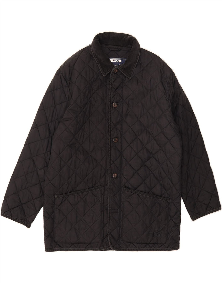FILA Mens Quilted Jacket IT 50 Large Black Polyester Vintage Fila and Second-Hand Fila from Messina Hembry 