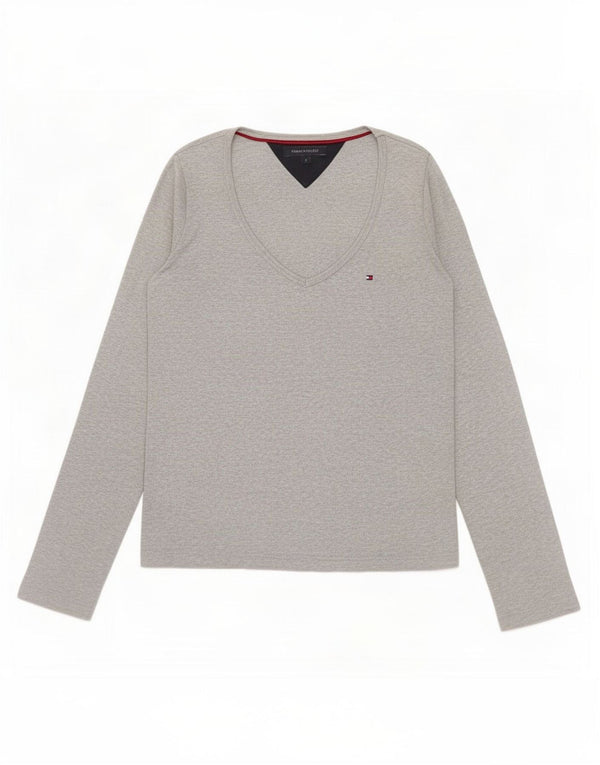 Tommy Hilfiger Γυναικείο τοπ μακρυμάνικο UK 10 Small γκρι βαμβακερό
