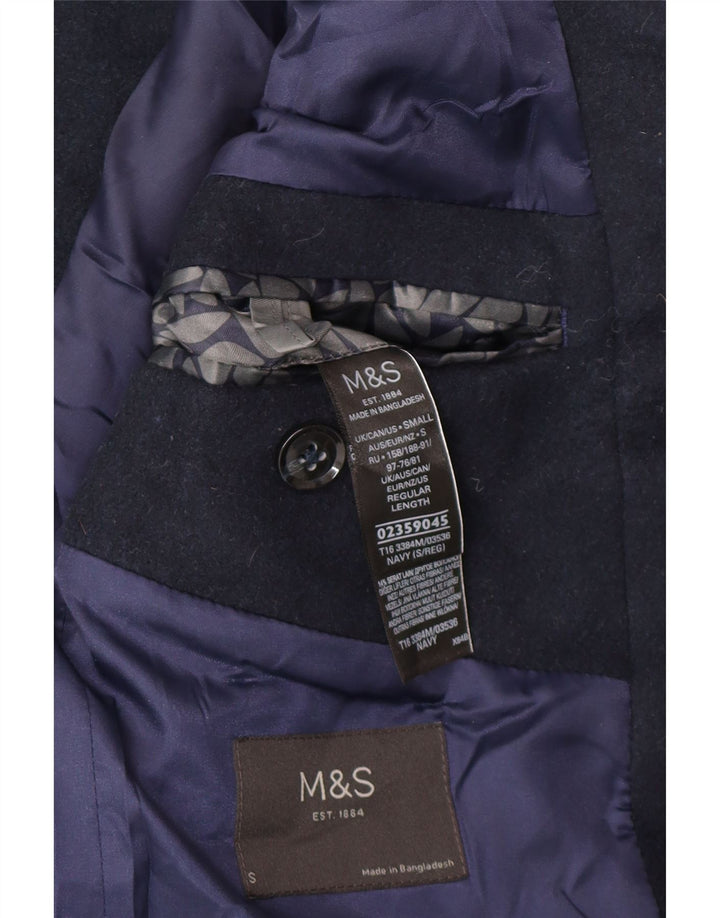 Ανδρικό πανωφόρι Marks & Spencer UK 36 Small Navy Blue Polyester