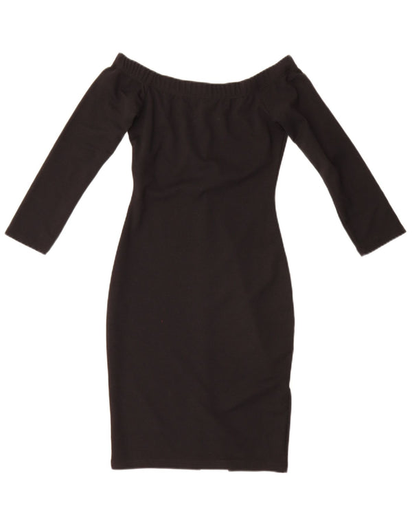 Zara Γυναικείο Trafaluc Φόρεμα με μακριά μανίκια UK 8 Small Black