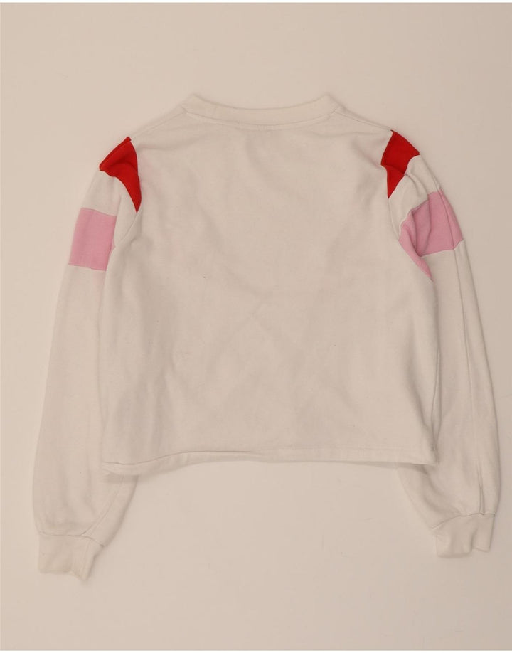 LEVI'S Womens Oversized Crop Sweatshirt Jumper UK 6 XS White Colourblock Vintage Levi's and Second-Hand Levi's from Messina Hembry 