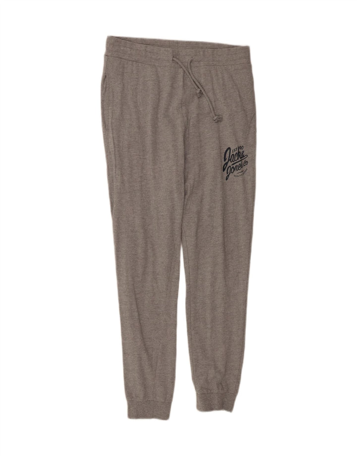 JACK & JONES Mens Graphic Tracksuit Trousers Joggers Medium  Grey Cotton Vintage Jack & Jones and Second-Hand Jack & Jones from Messina Hembry 