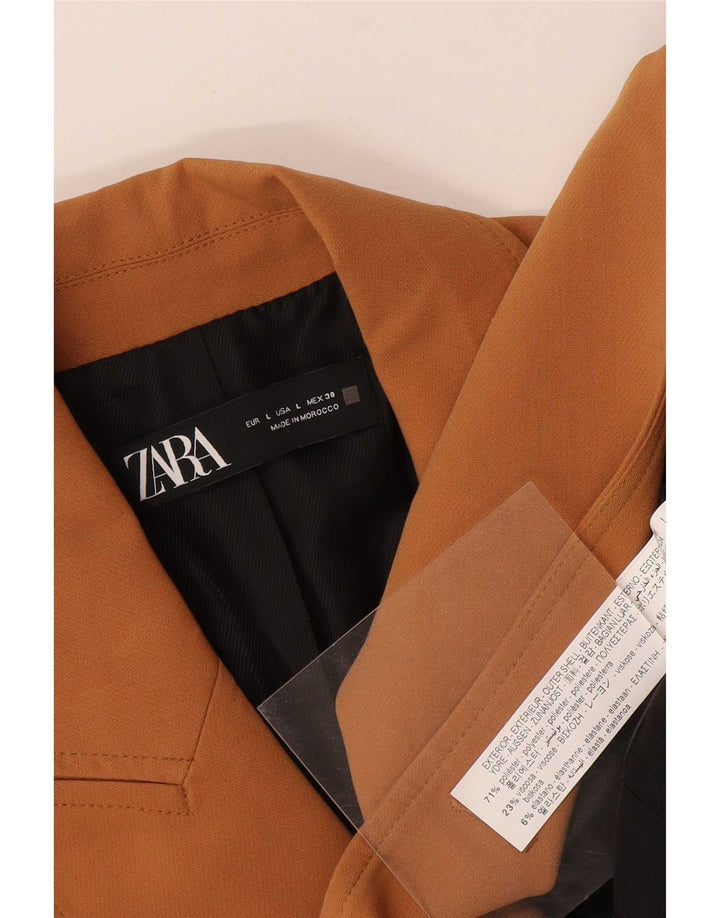 Zara Γυναικείο Μπλέιζερ Διπλό Μπουφάν UK 14 Μεγάλο Καφέ Πολυεστέρας