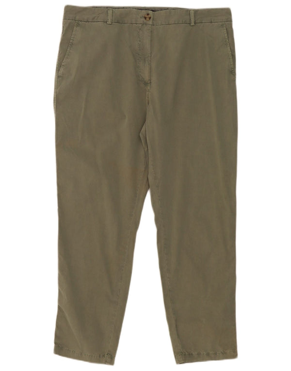 Marks & Spencer Γυναικείο λεπτό παντελόνι Chino UK 16 μεγάλο W38 L28 Χακί βαμβακερό