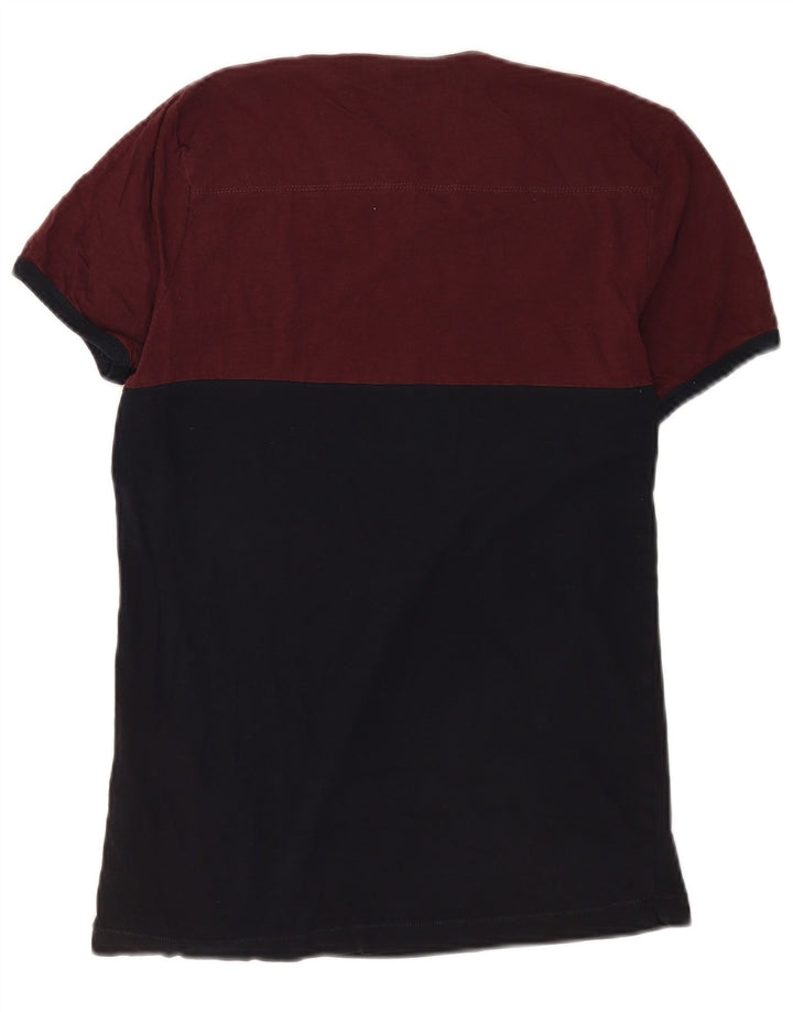 Ανδρικό T-Shirt French Connection Top Medium Burgundy Colorblock Βαμβακερό