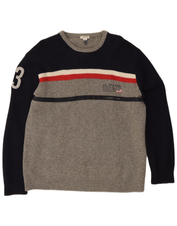 Πόλο Ασν. Ανδρικό πουλόβερ Graphic Crew Neck Jumper 4XL Grey Colourblock