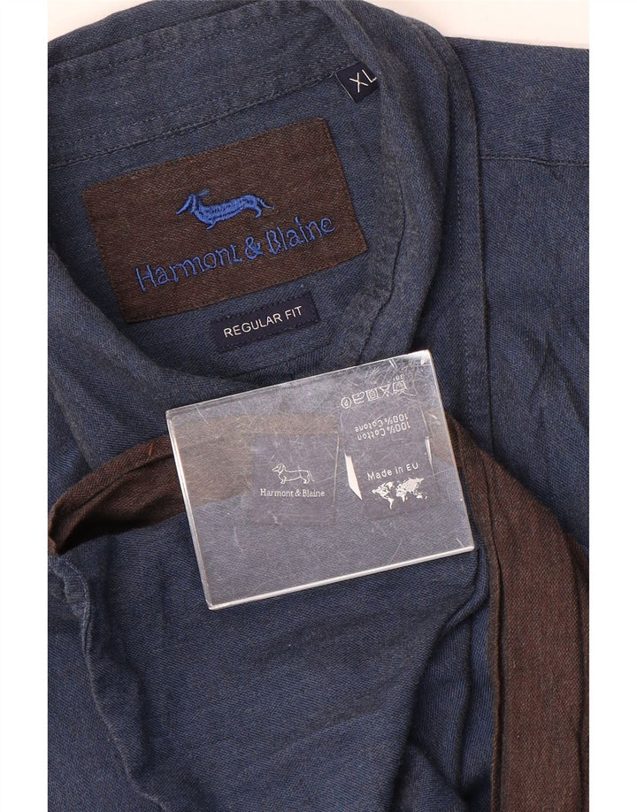 Ανδρικό πουκάμισο με κανονική εφαρμογή Harmont & Blaine XL Navy Blue Cotton