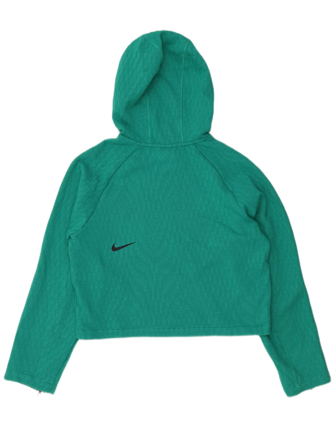 Γυναικεία NIKE Crop Hoodie Jumper UK 10 Small Green Polyester