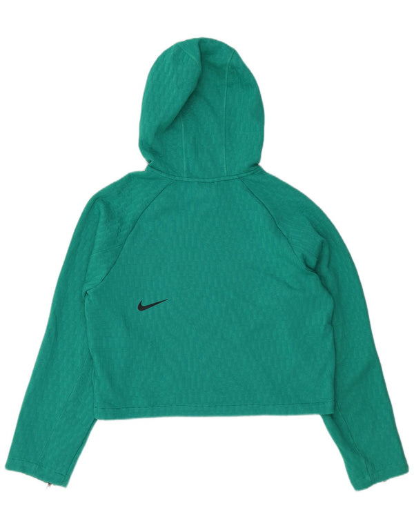 Γυναικεία NIKE Crop Hoodie Jumper UK 10 Small Green Polyester