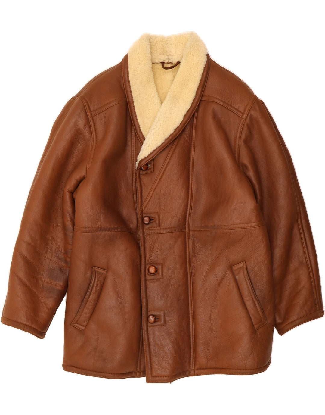 Ανδρικό Shearling Jacket VINTAGE IT 52 XL Καφέ Shearling