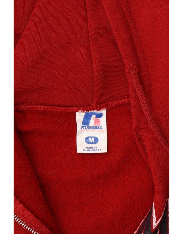 RUSSELL ATHLETIC Mens Graphic Hoodie Jumper Medium Red Cotton Vintage Russell Athletic and Second-Hand Russell Athletic from Messina Hembry 