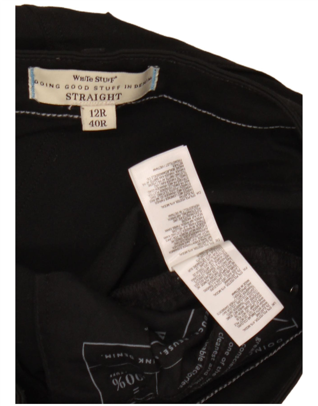 WHITE STUFF Γυναικείο ίσιο casual παντελόνι UK 12 Medium W32 L30 Μαύρο