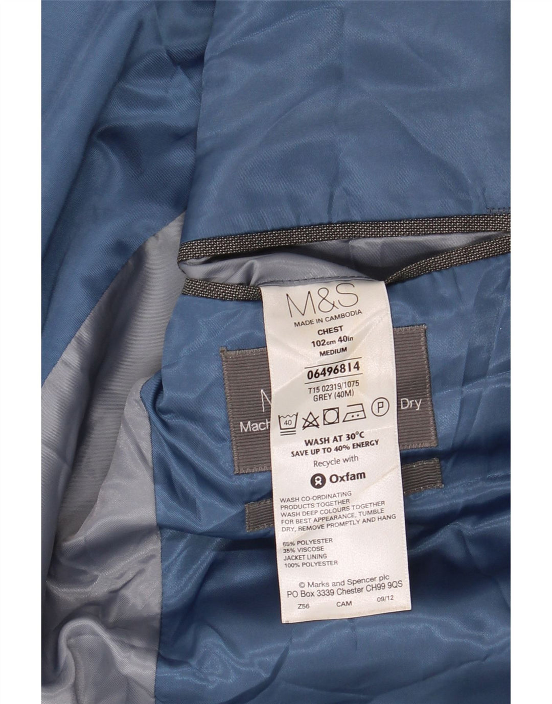 Marks & Spencer Ανδρικό σακάκι με 2 κουμπιά μπλέιζερ UK 40 μεσαίου γκρι πολυεστέρα
