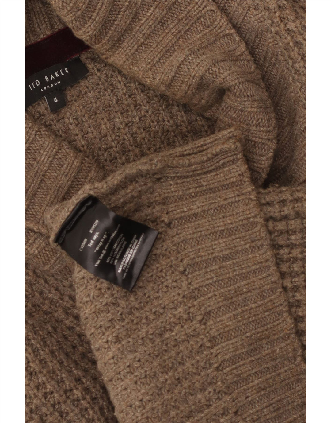 Ανδρικό πουλόβερ ζακέτα με διπλό στήθος Ted Baker Μέγεθος 4 Βαμβακερό μεσαίο καφέ