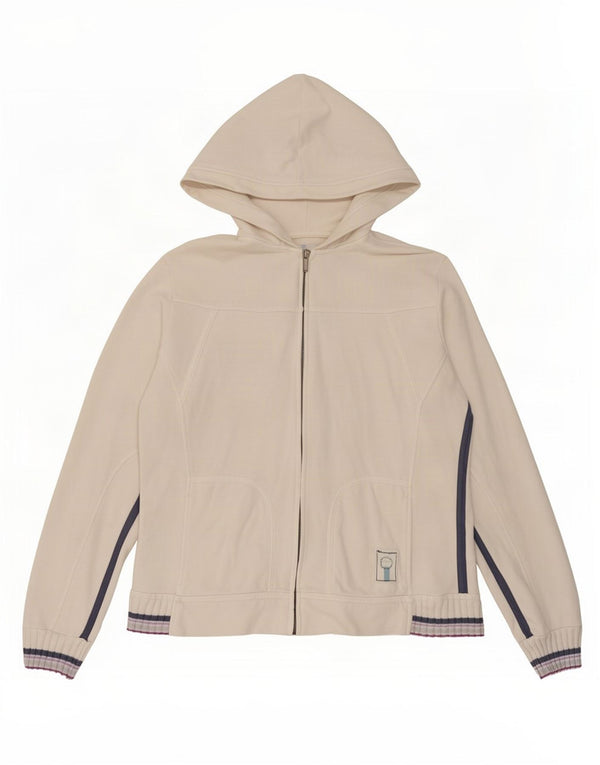 Champion Womens Easy Fit Zip Hoodie Sweater UK 14 Large White Cotton