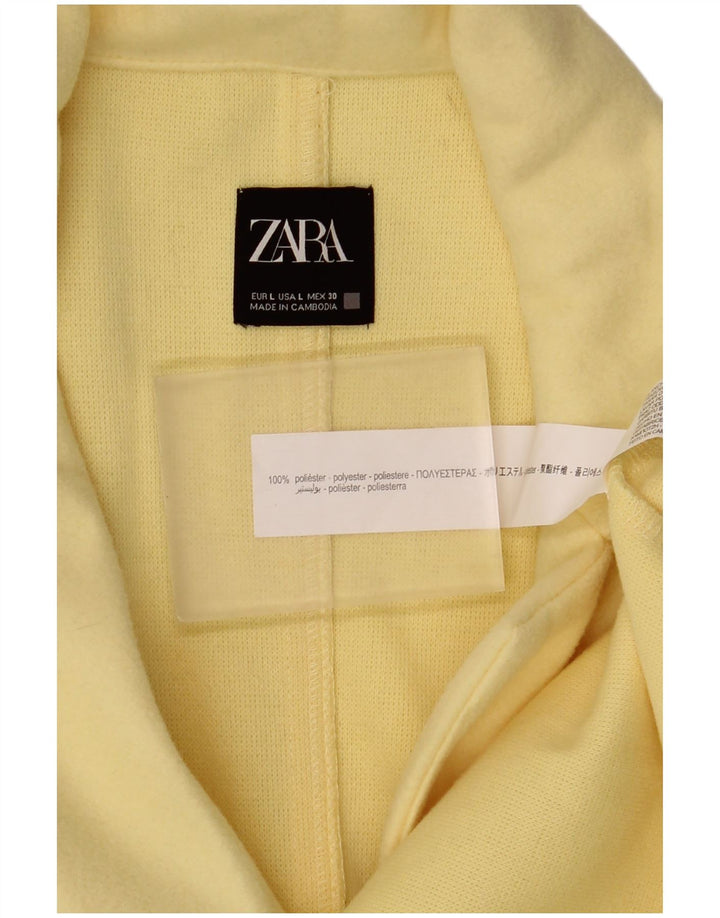 Zara Γυναικείο Ανοιχτό Παλτό UK 16 Large Yellow Polyester