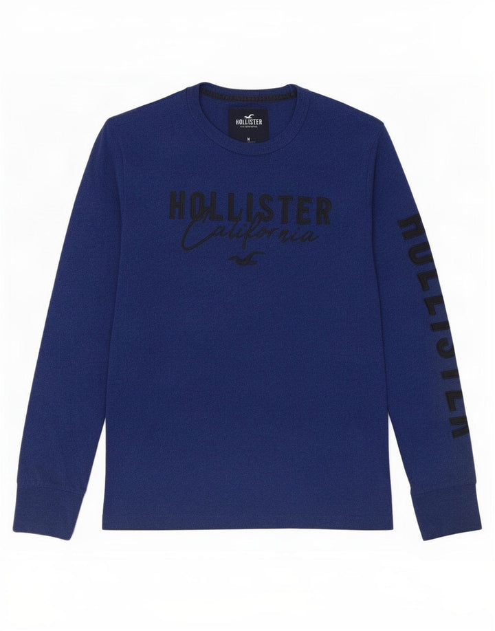 Ανδρικό γραφικό μπλουζάκι Hollister με μακρυμάνικο μεσαίο μπλε ναυτικό