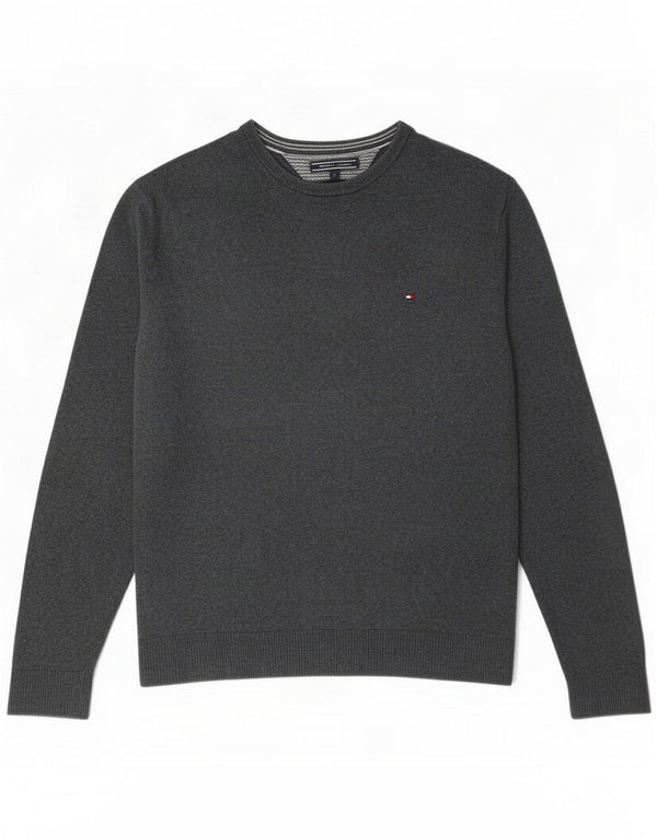 Tommy Hilfiger Mens Crew Neck Jumper Sweater XL Grey Cotton