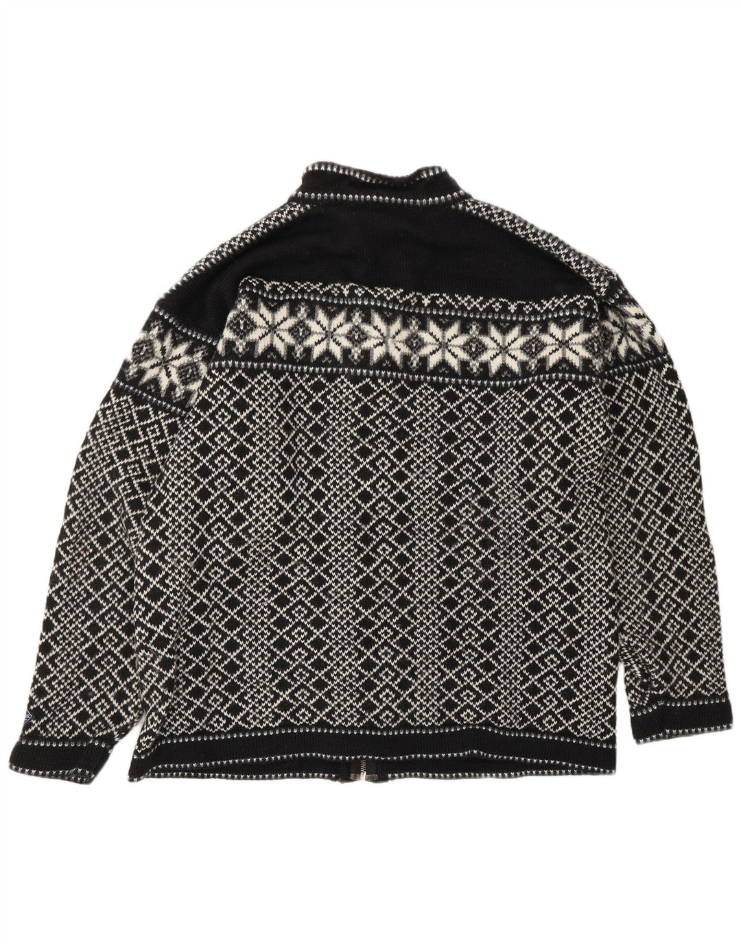 Ανδρικό πουλόβερ με ζακέτα VINTAGE Large Black Fair Isle