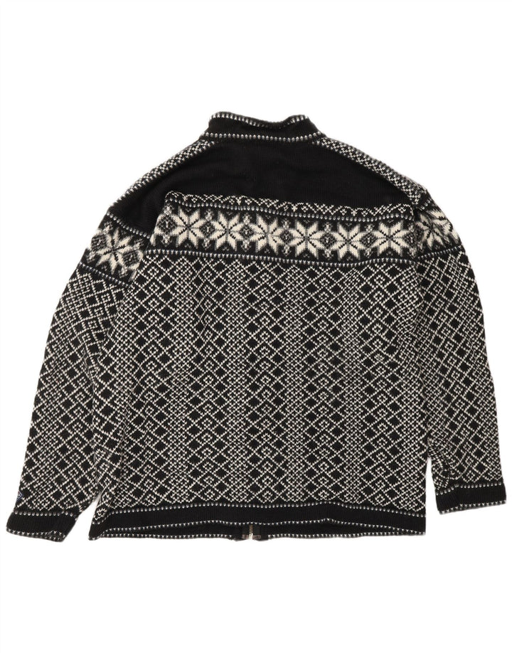 Ανδρικό πουλόβερ με ζακέτα VINTAGE Large Black Fair Isle