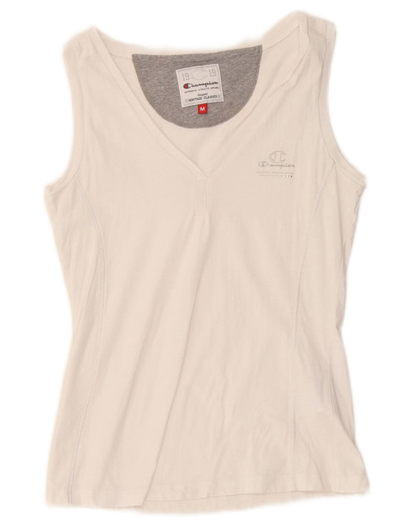 Champion Womens Heritage Classics Vest Top UK 12 Μεσαίο λευκό βαμβακερό