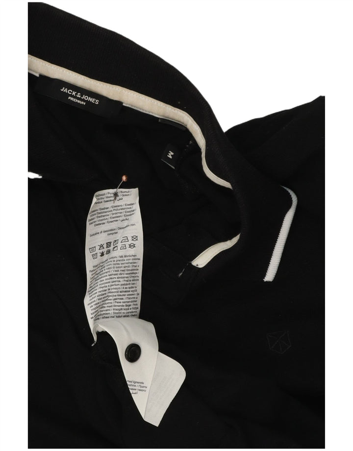 Ανδρικό μπλουζάκι πόλο Jack & Jones, μεσαίο μαύρο βαμβακερό