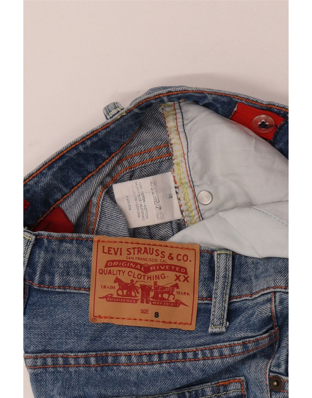 Levi's Boys Straight Jeans 7-8 ετών W24 L23 Μπλε βαμβακερό