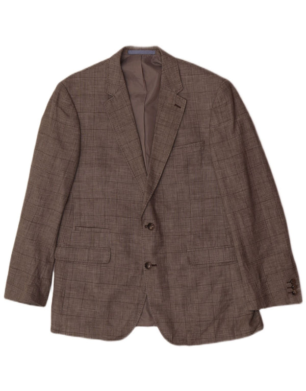 Marks & Spencer Mens Tailored Fit Blazer Jacket UK 42 Large Grey Check