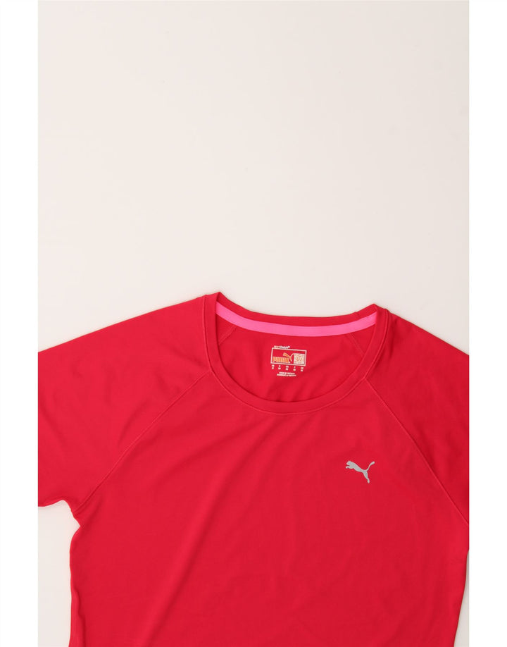 PUMA Womens T-Shirt Top UK 12 Medium Red Polyester Vintage Puma and Second-Hand Puma from Messina Hembry 